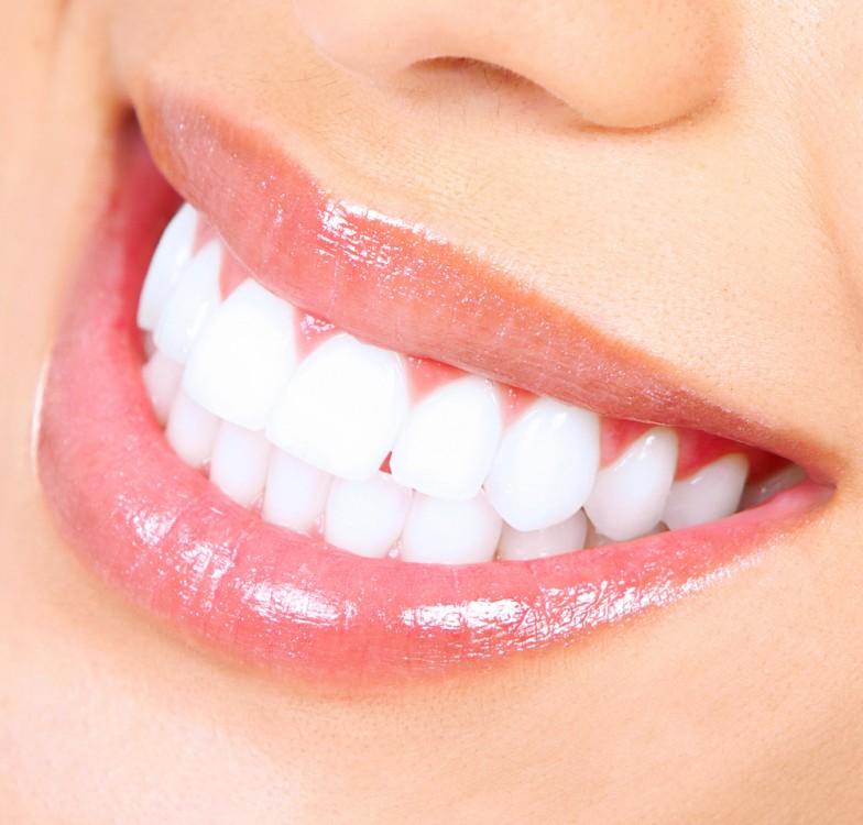 Closeup of a beautiful smile and white teeth. 