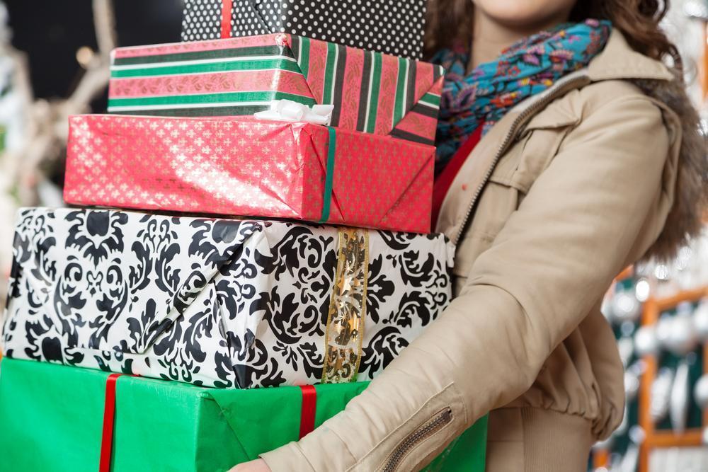 Woman buying gifts for Christmas