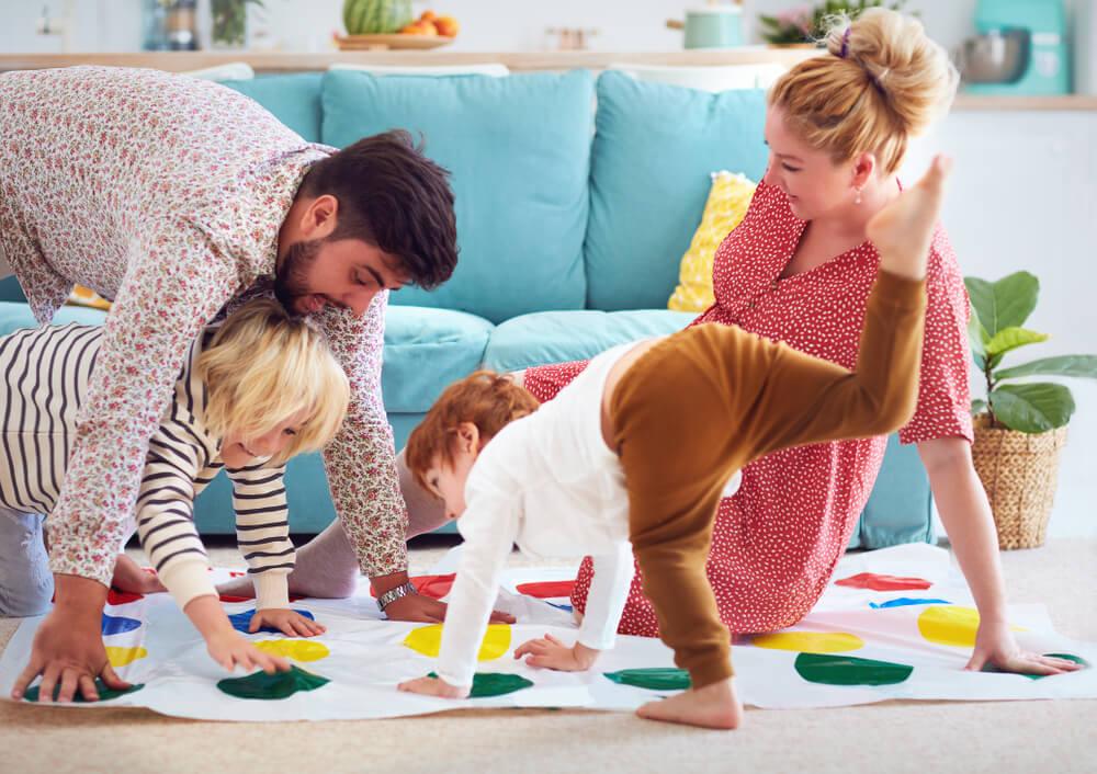 Family playing Twister
