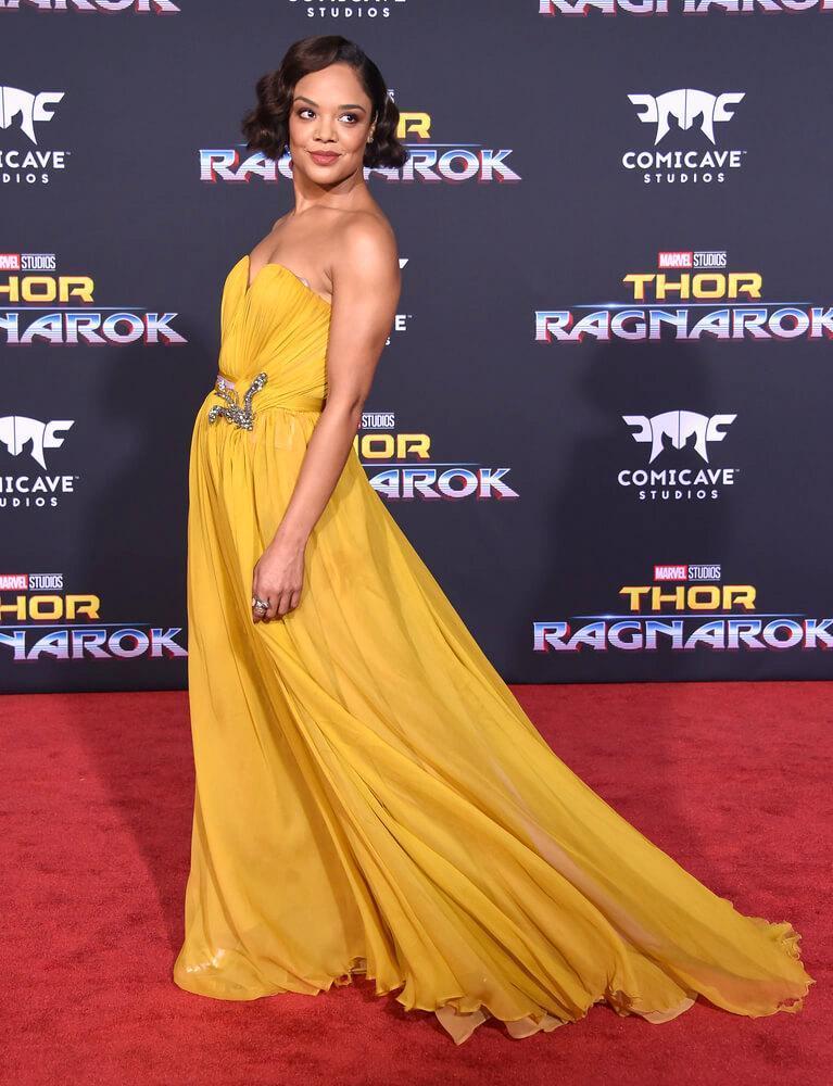 LOS ANGELES - OCT 10: Tessa Thompson arrives for the "Thor: Ragnarok" World Premiere on October 10, 2017 in Hollywood, CA