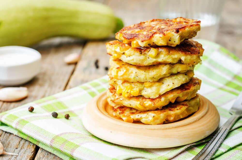 Corn fritters stacked up