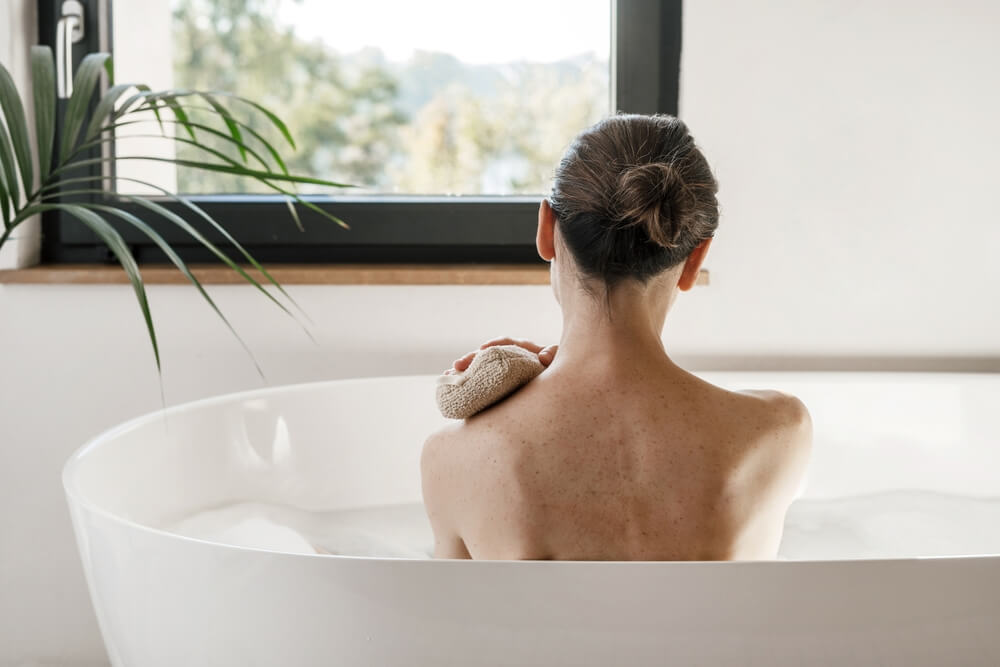 woman bathing