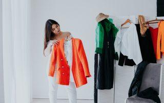 Woman looking at clothes for dopamine dressing